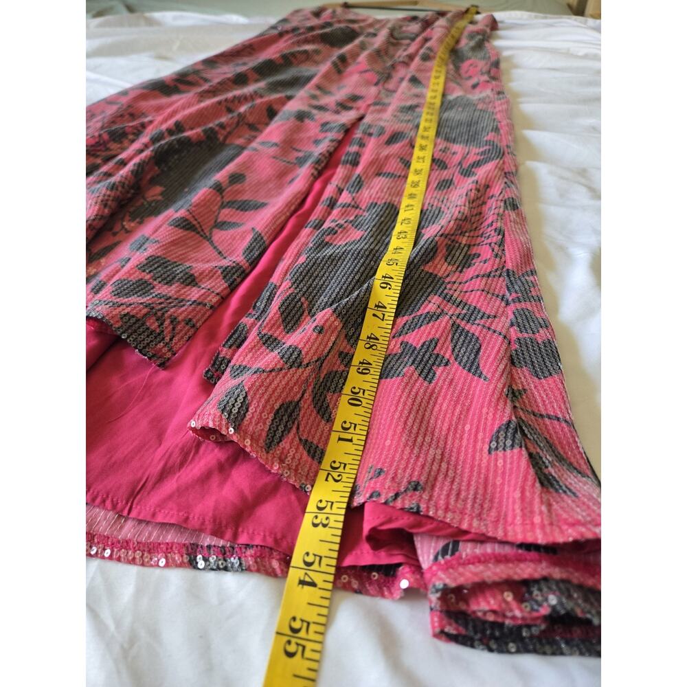 Hutch Anthropologie V-Neck Sequin Midi Dress Size 18W Pink Floral Glam - Picture 9 of 9